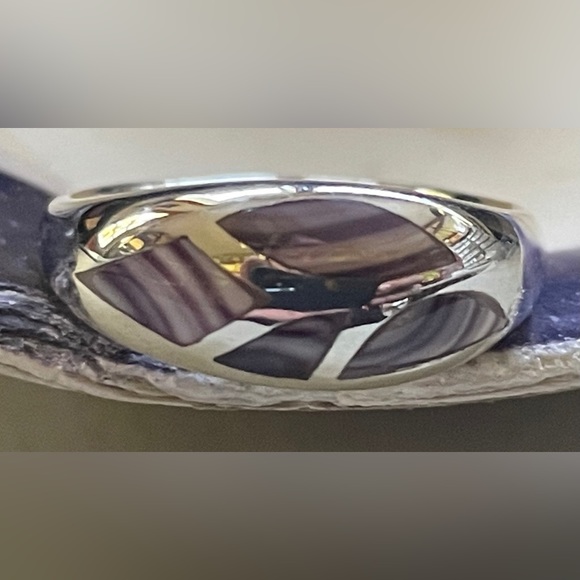 R1054 Ring Wampum Quahog Sterling Silver 4 part inlay - Picture 2 of 2